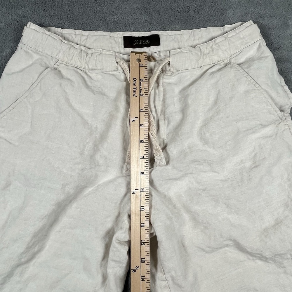 Tasso Elba 100% Linen Pants Mens Size 34x30 Beige Tan Straight Flat Casual Beach - Picture 6 of 8